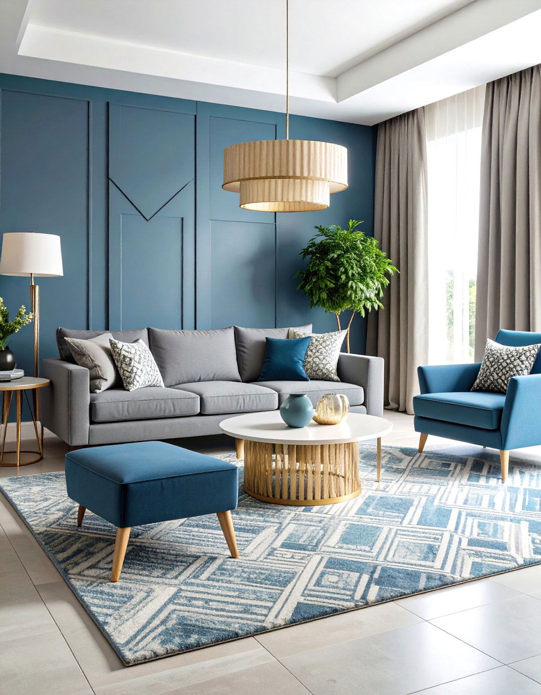 Contemporary Geometric Blue and Grey Patterns