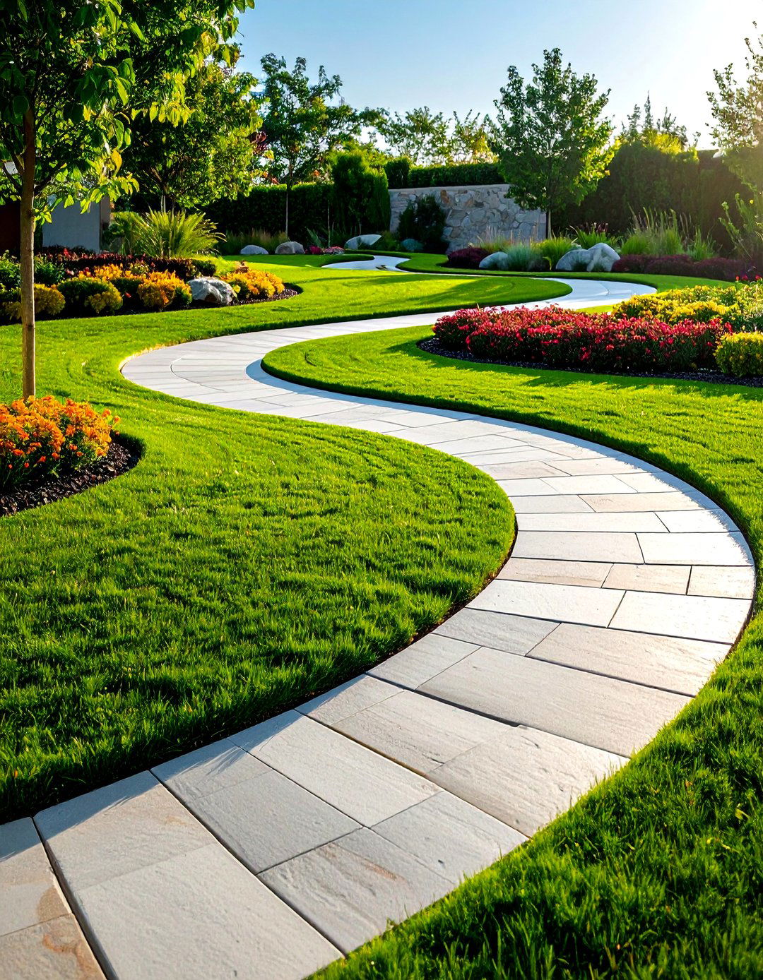 Contemporary Geometric Curved Paths - 24 Curved Walkway Ideas