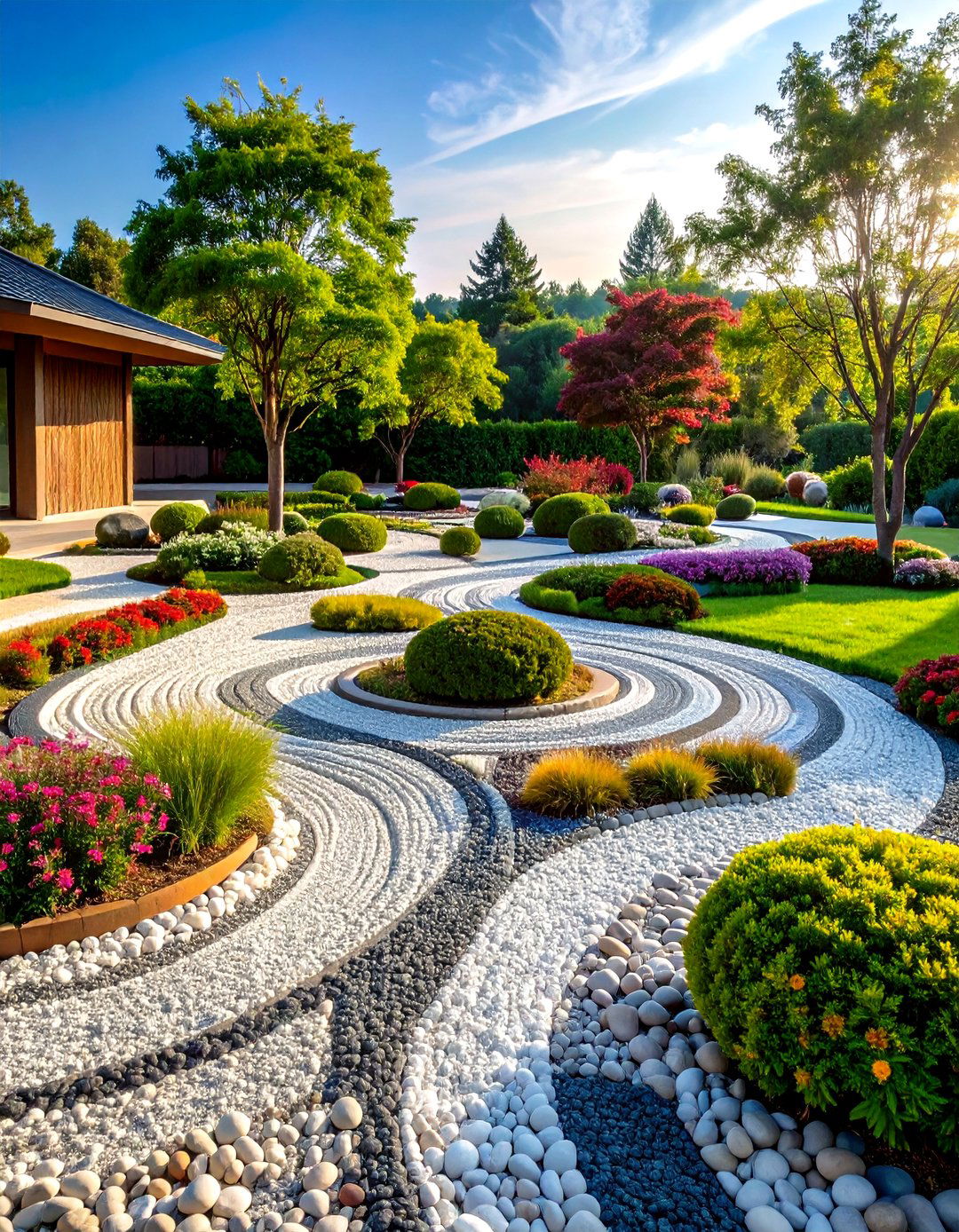 Contemporary Geometric Designs - 24 River Rock Edging Ideas