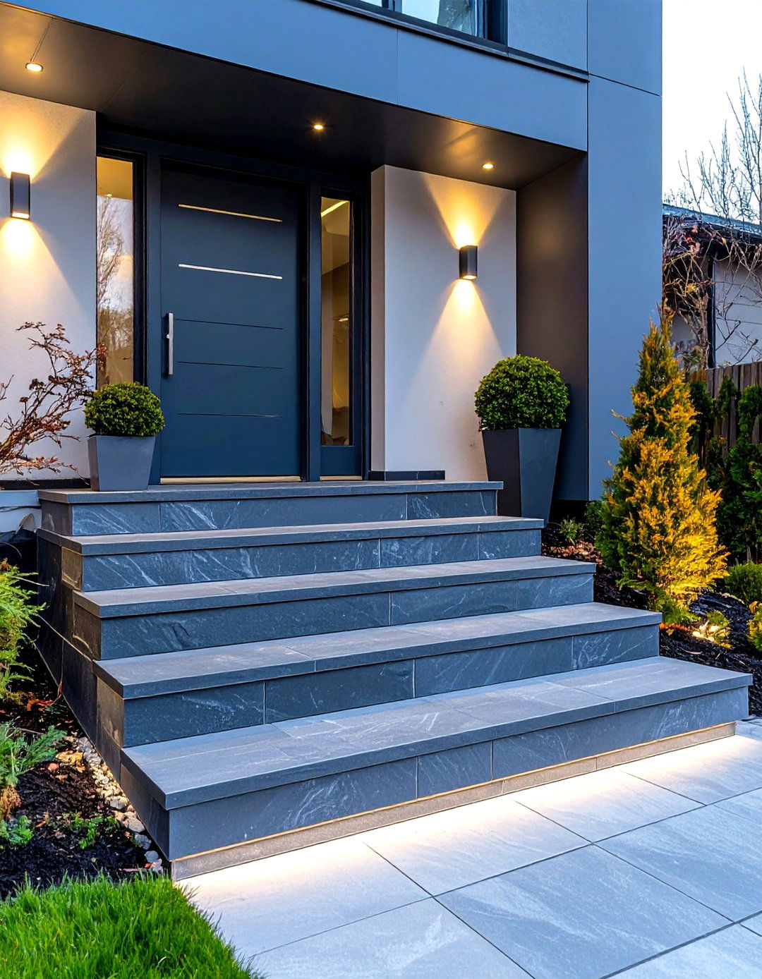 Contemporary Geometric Flagstone Entrance - 24 Flagstone Steps