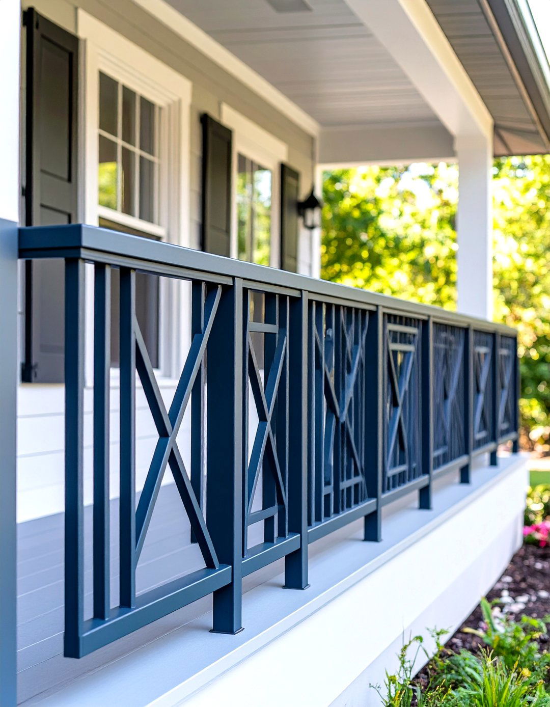 Contemporary Geometric Porch Railing - 24 Porch Railing Ideas