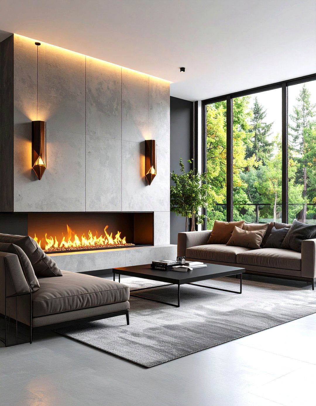Contemporary Geometric Sconces with Linear Fireplaces - 24 Fireplace Sconces Ideas
