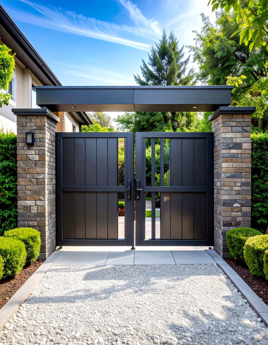 Contemporary Geometric Steel Privacy Gates - 24 Metal Garden Gate Ideas
