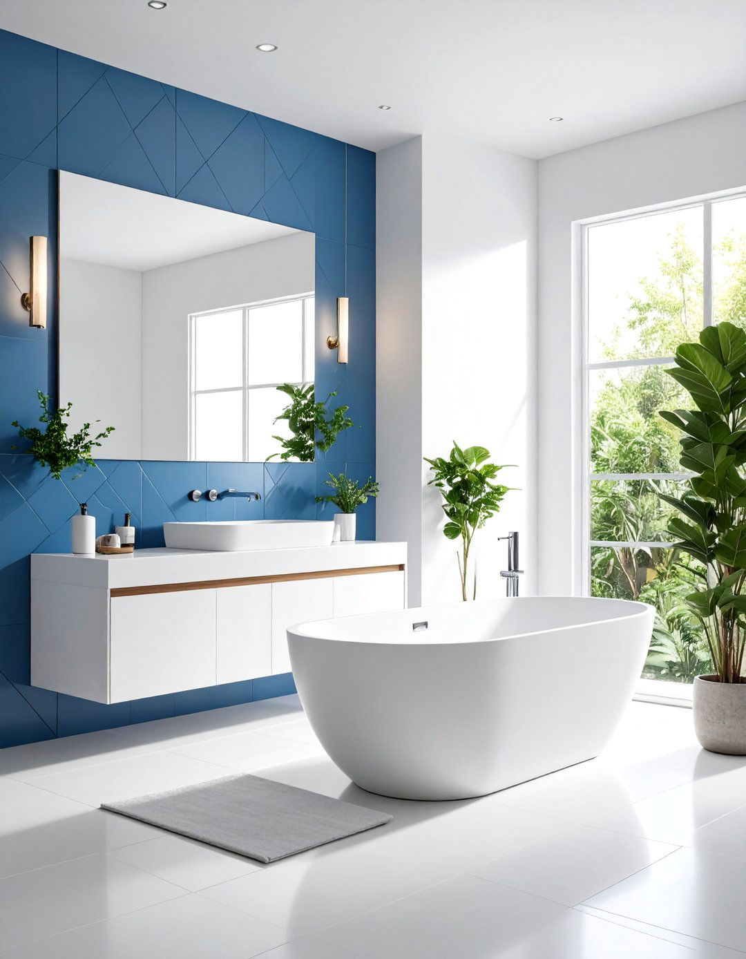 Contemporary Geometric - 24 Blue and White Bathroom Ideas