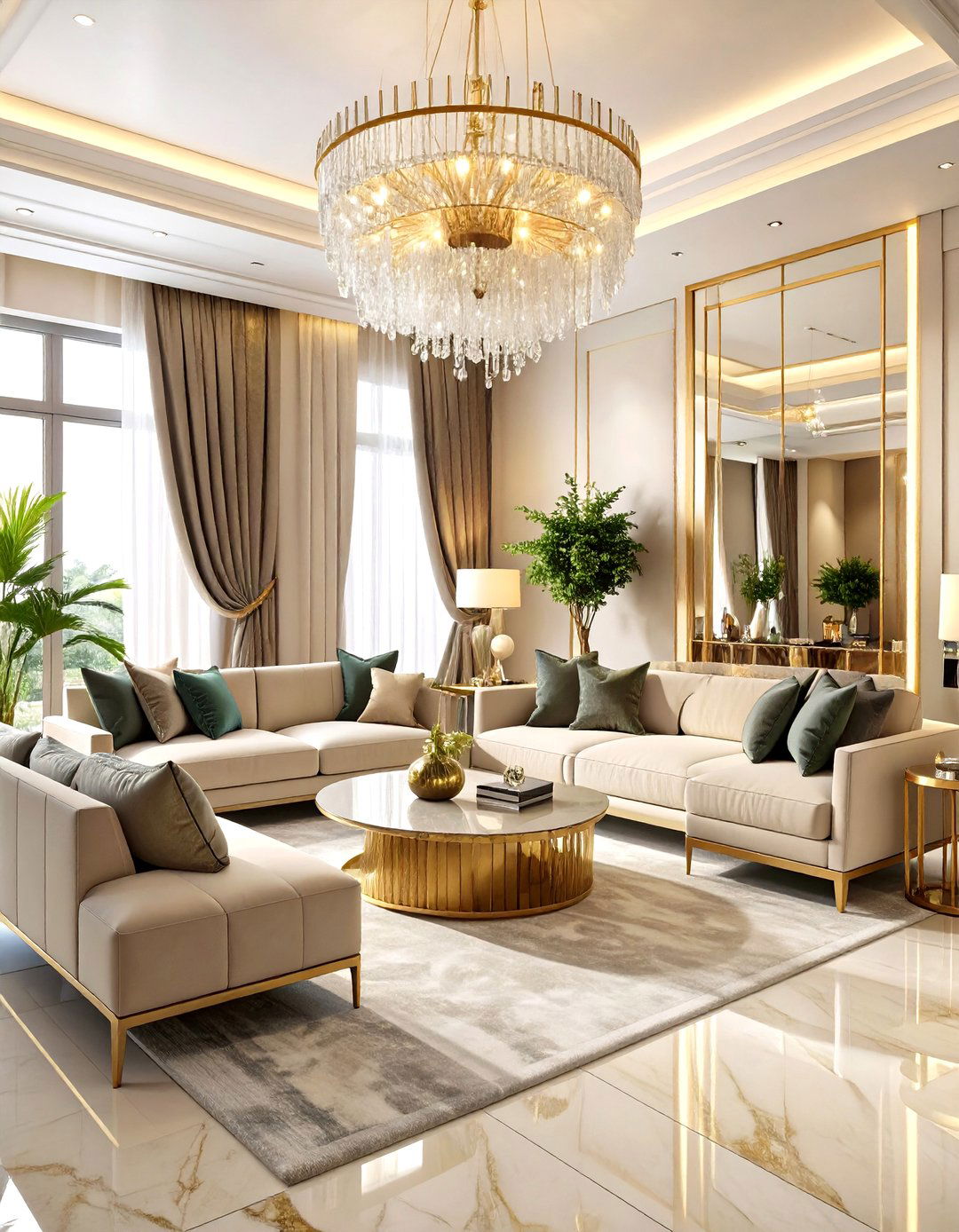 Contemporary Glam Statement - 24 Cream and Gold Living Room Ideas