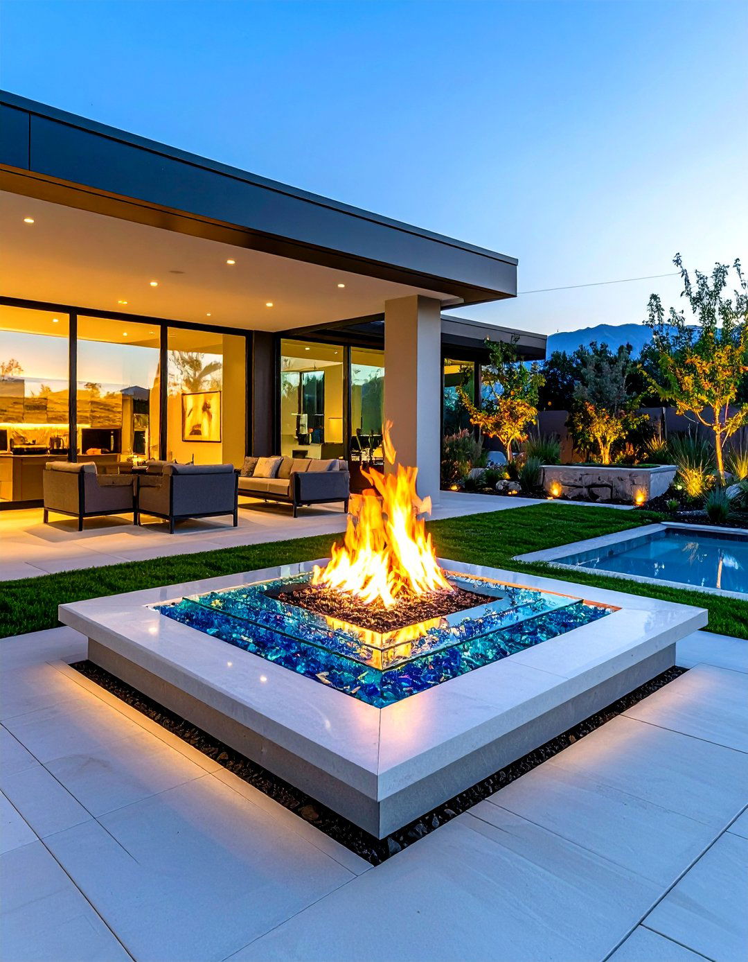 Contemporary Glass Accent - 24 Tree Stump Fire Pit Ideas