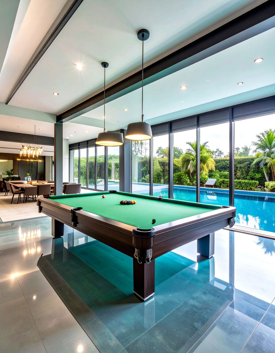 Contemporary Glass Box Pool Room - 24 Pool Table Room Ideas