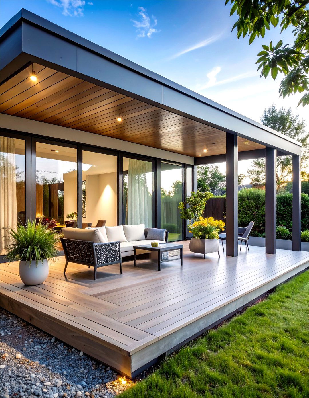 Contemporary Glass Front Porch Deck - 24 Front Porch Deck Ideas
