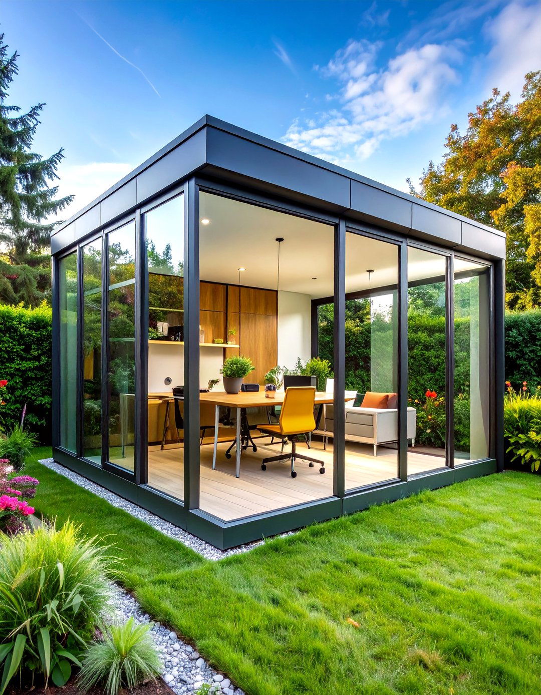 Contemporary Glass Garden Office Pod - 24 Garden Office Ideas