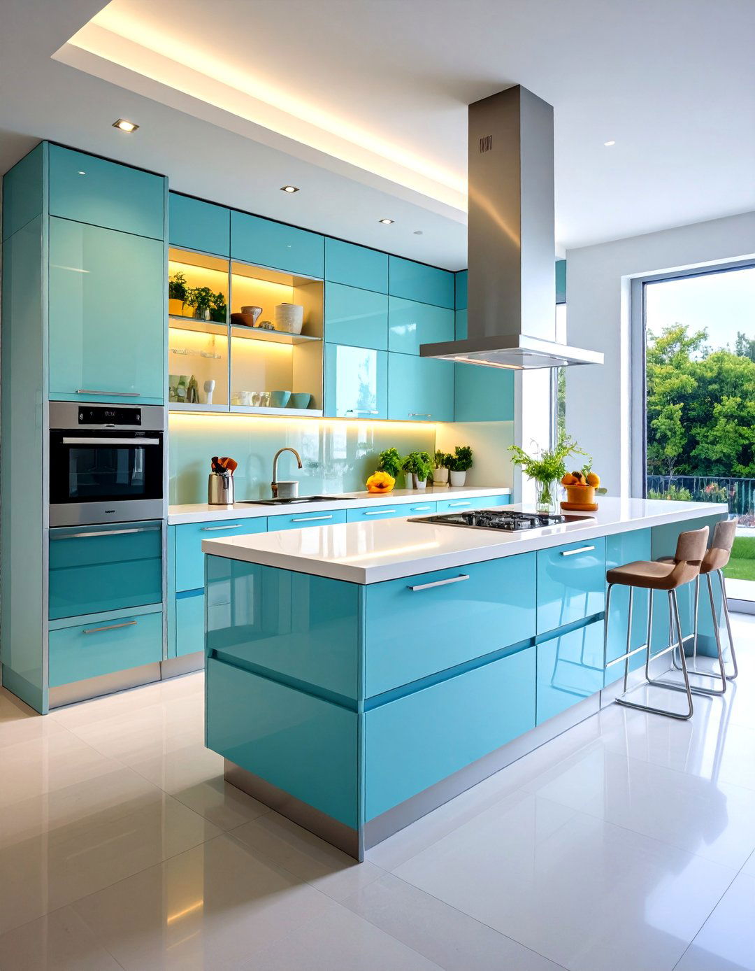 Contemporary Glass One Wall Kitchen with Transparent Elements - 24 One Wall Kitchen Ideas