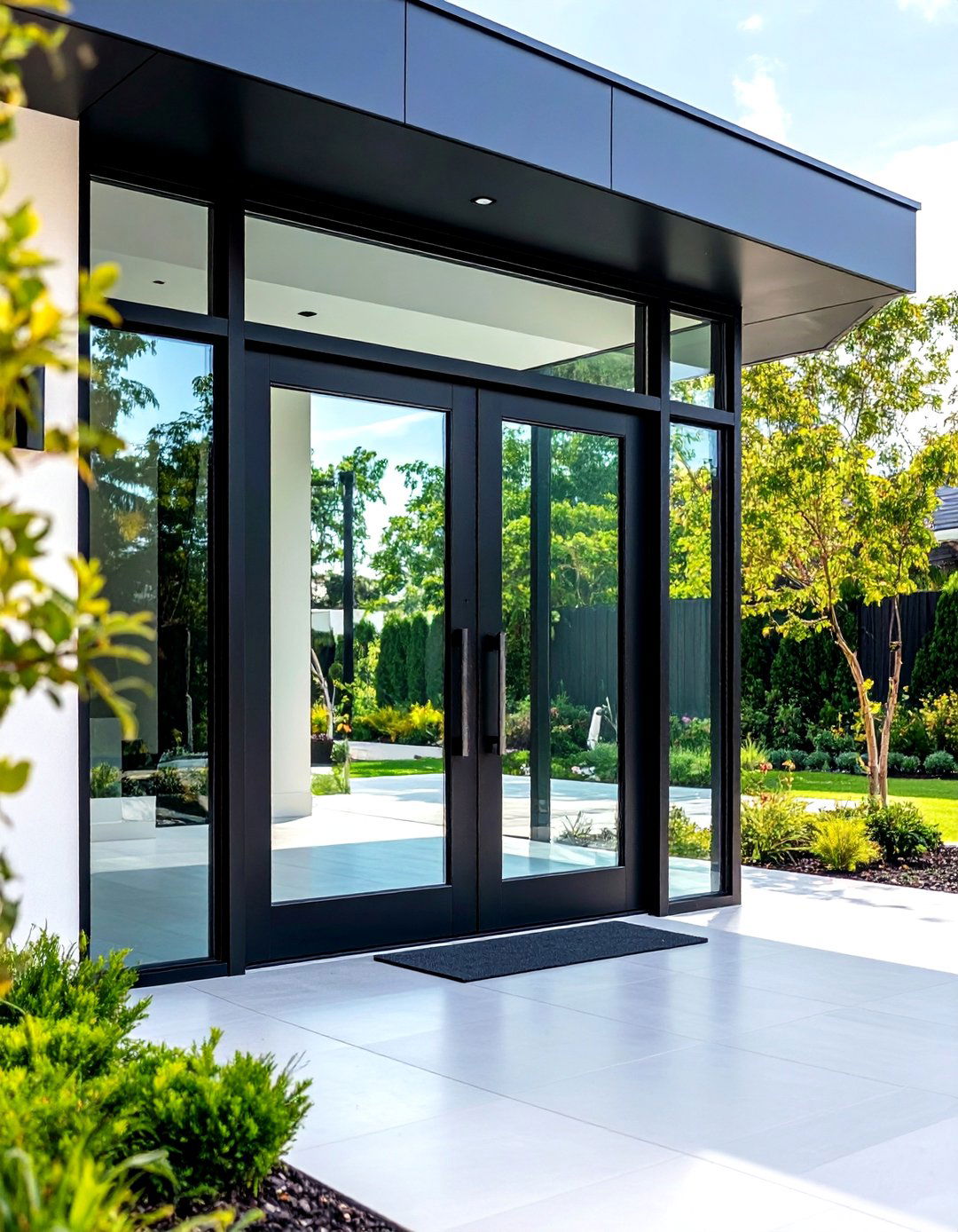 Contemporary Glass Panel Double Doors - 24 Double Front Door Ideas