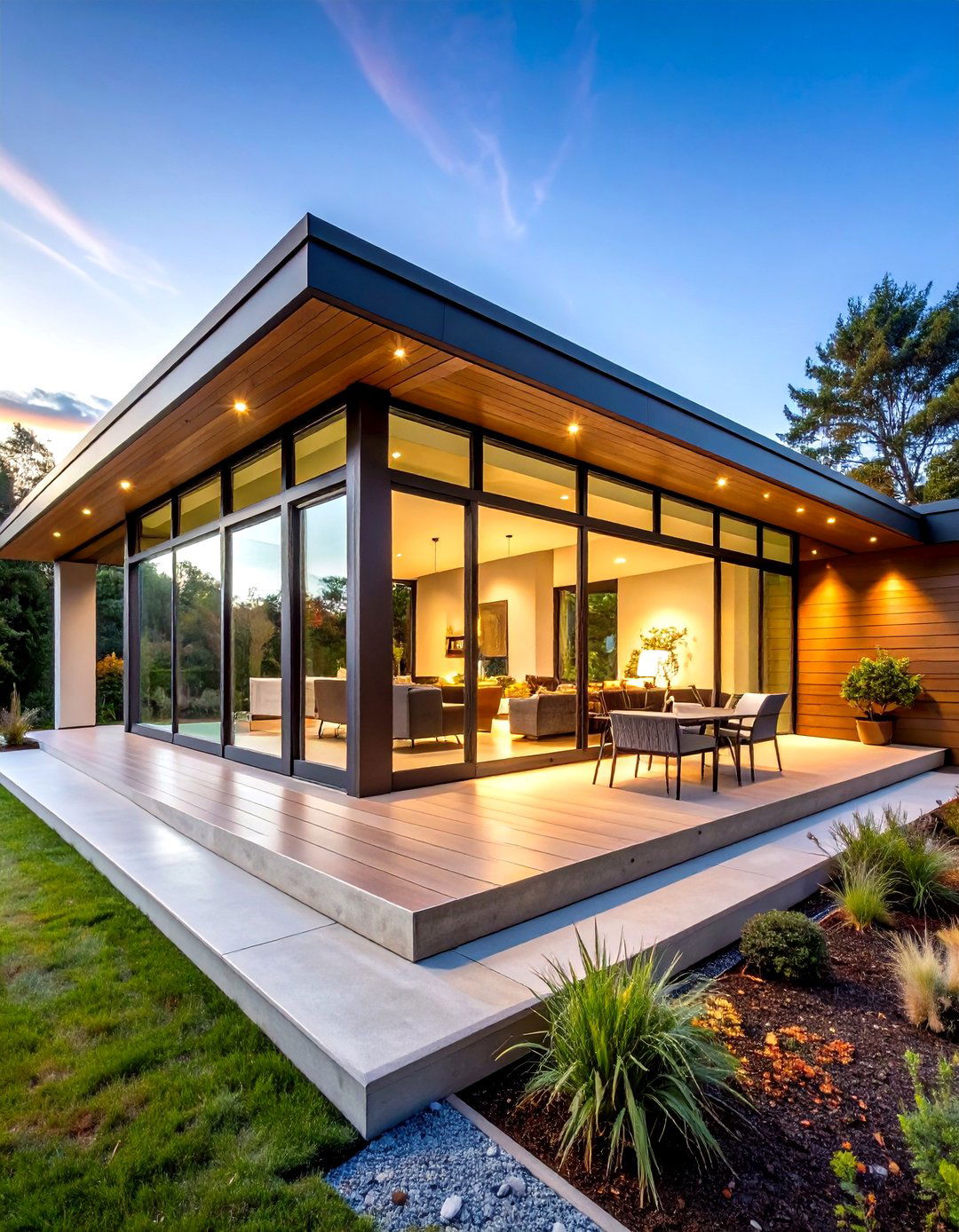 Contemporary Glass Panel Integration - 24 Open Gable Porch Ideas