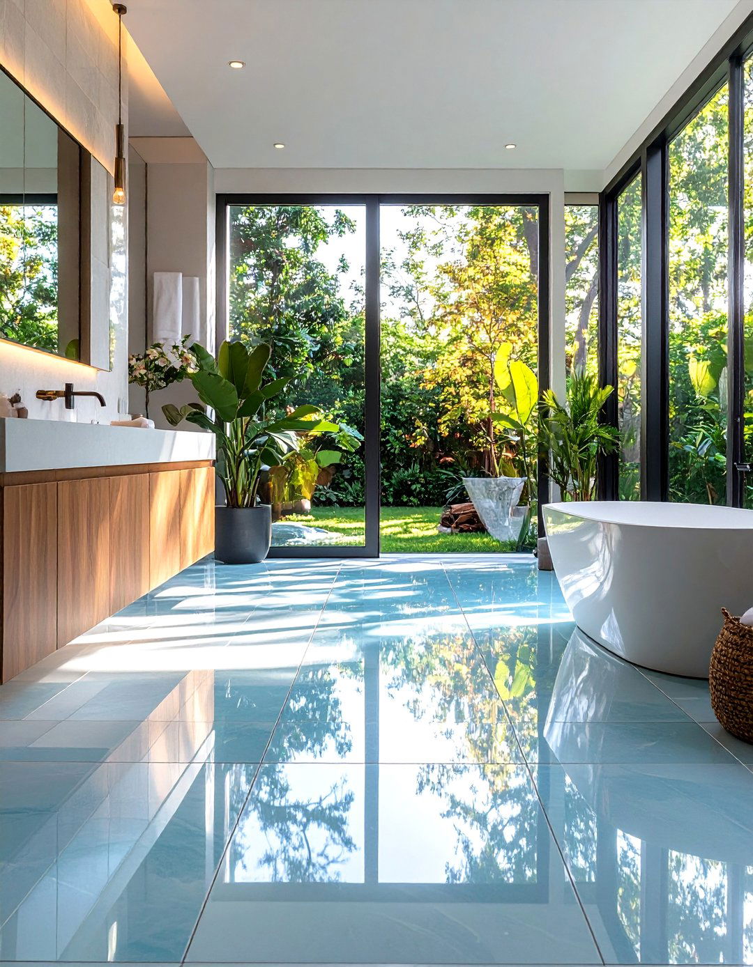 Contemporary Glass Tile Floors - 24 Bathroom Flooring Ideas
