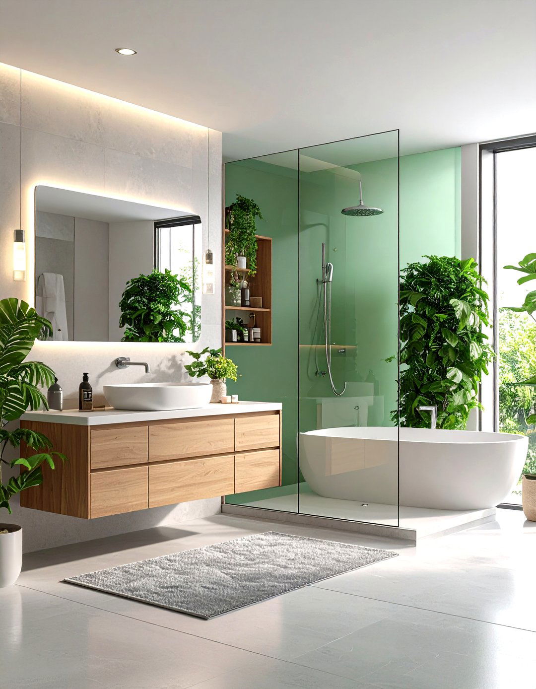 Contemporary Glass and Green Transparency - 24 Pink and Green Bathroom Design Ideas