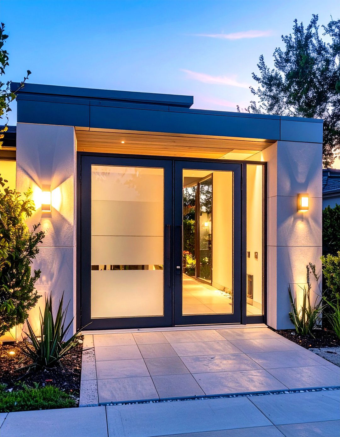 Contemporary Glass and Steel Combination Gate - 24 Front Gate Ideas