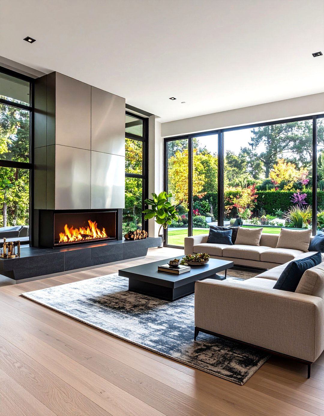 Contemporary Glass and Steel Linear - 24 Living Room Fireplace Ideas