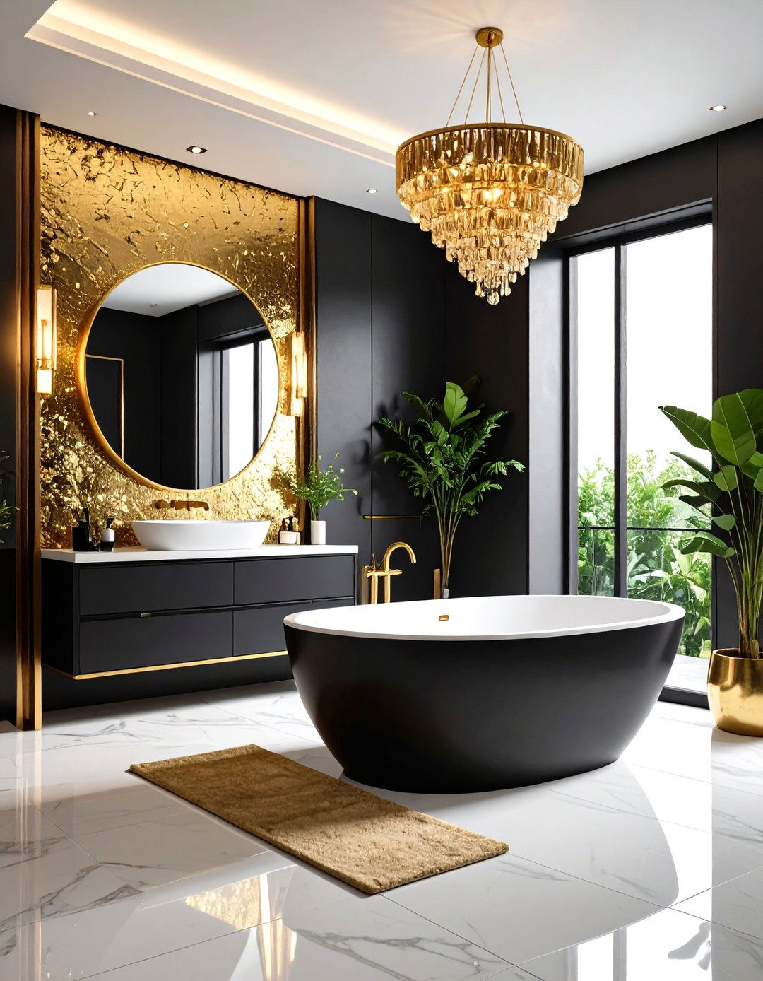 Contemporary Gold Leaf Accents - 24 black and gold powder room ideas