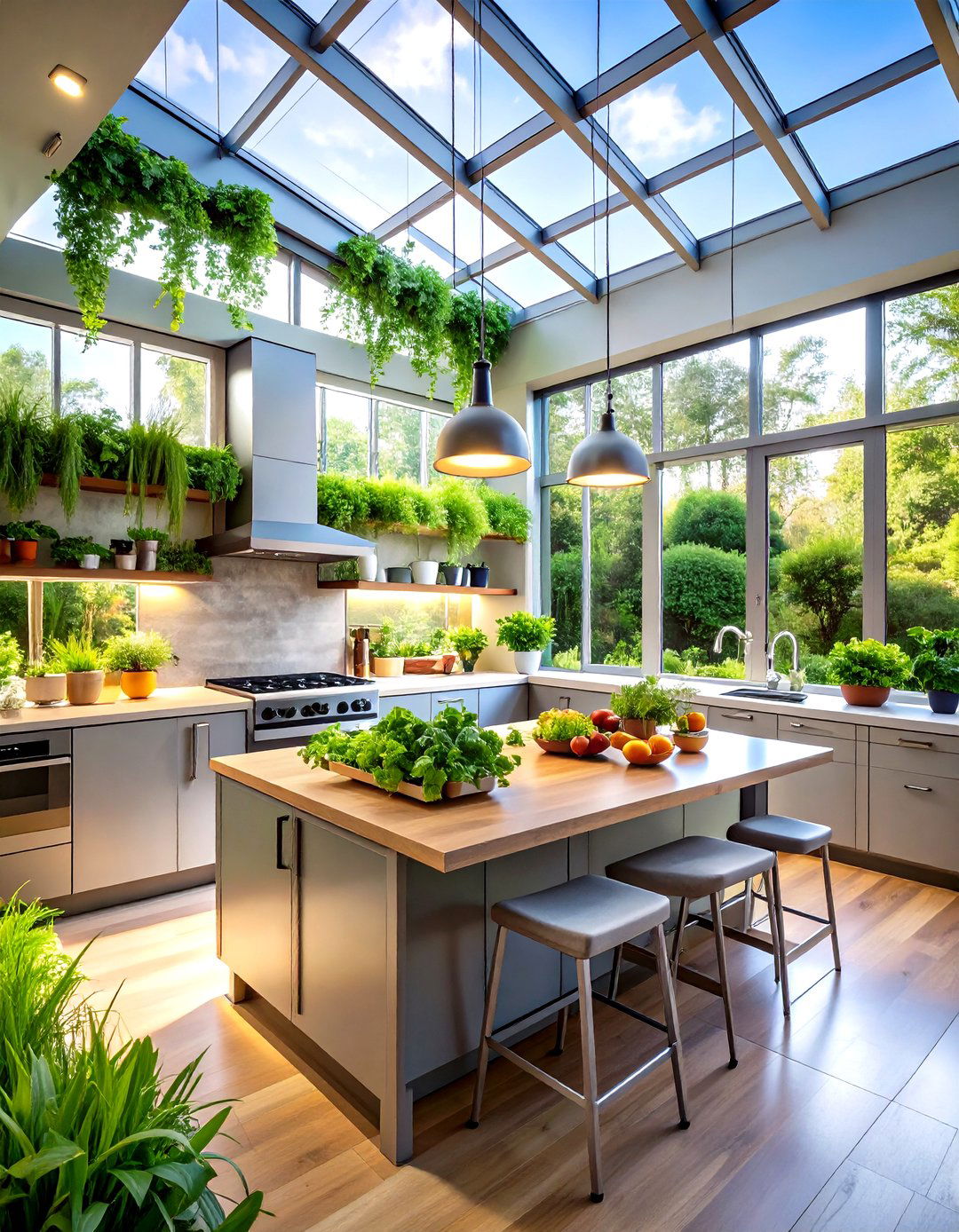 Contemporary Greenhouse Kitchen Sunroom - 24 Sunroom Kitchen Ideas