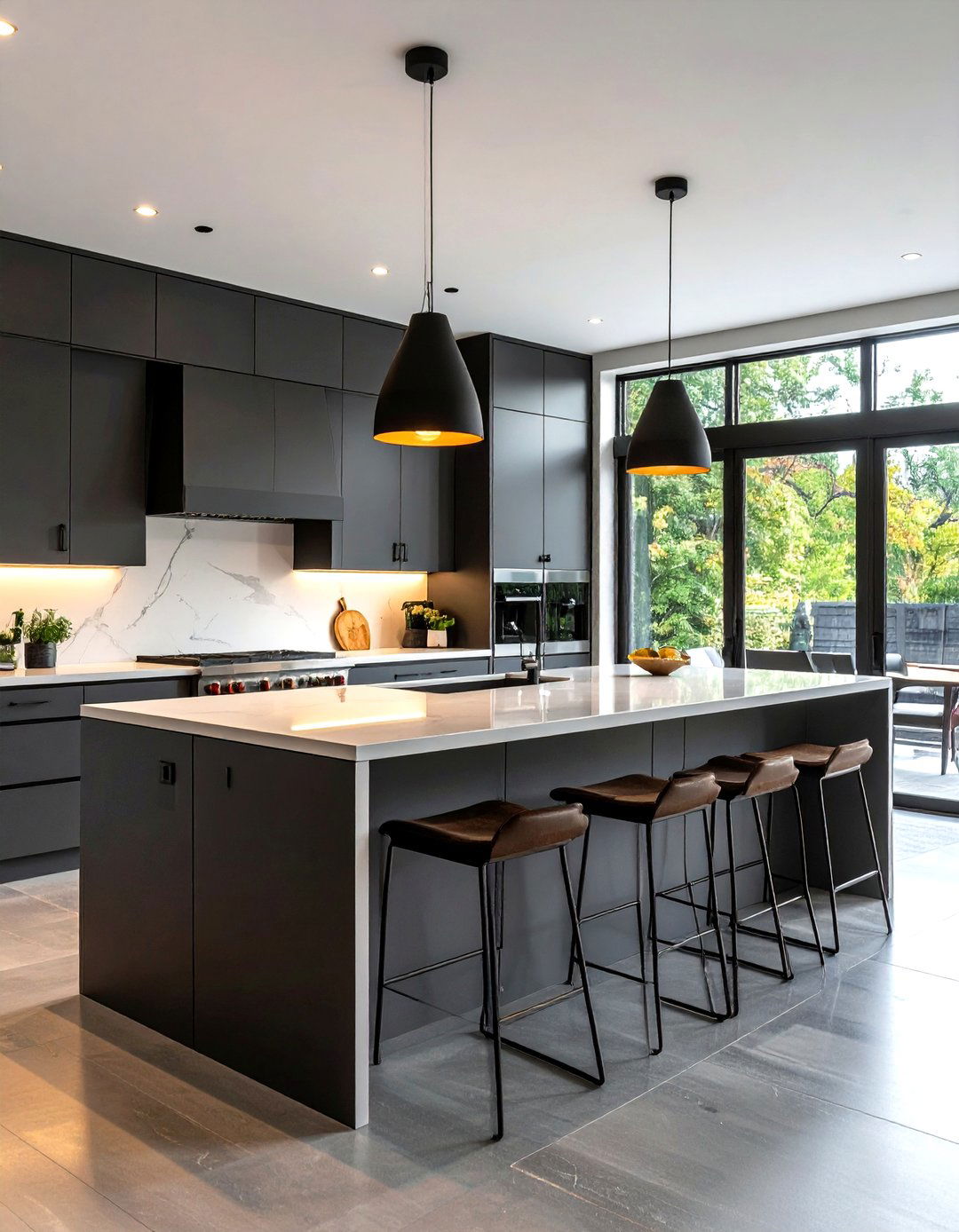 Contemporary Grey Kitchen Island Design - 24 Grey and White House Interior Design Ideas