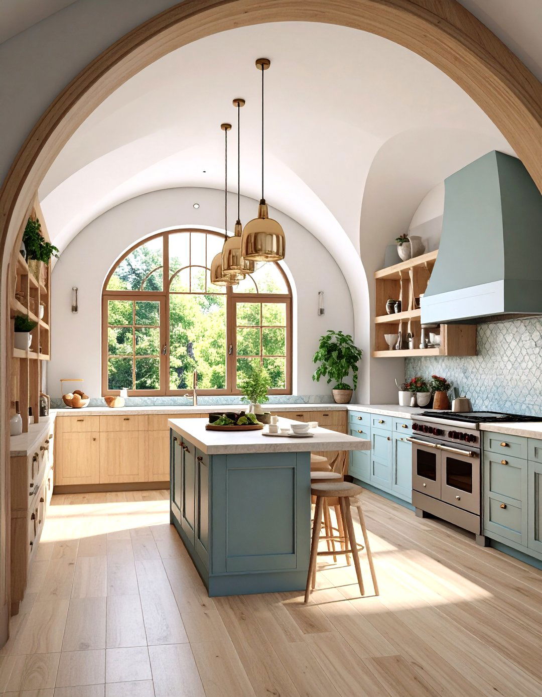 Contemporary Groin Vault Kitchen - 24 Vaulted Ceiling Kitchen Ideas