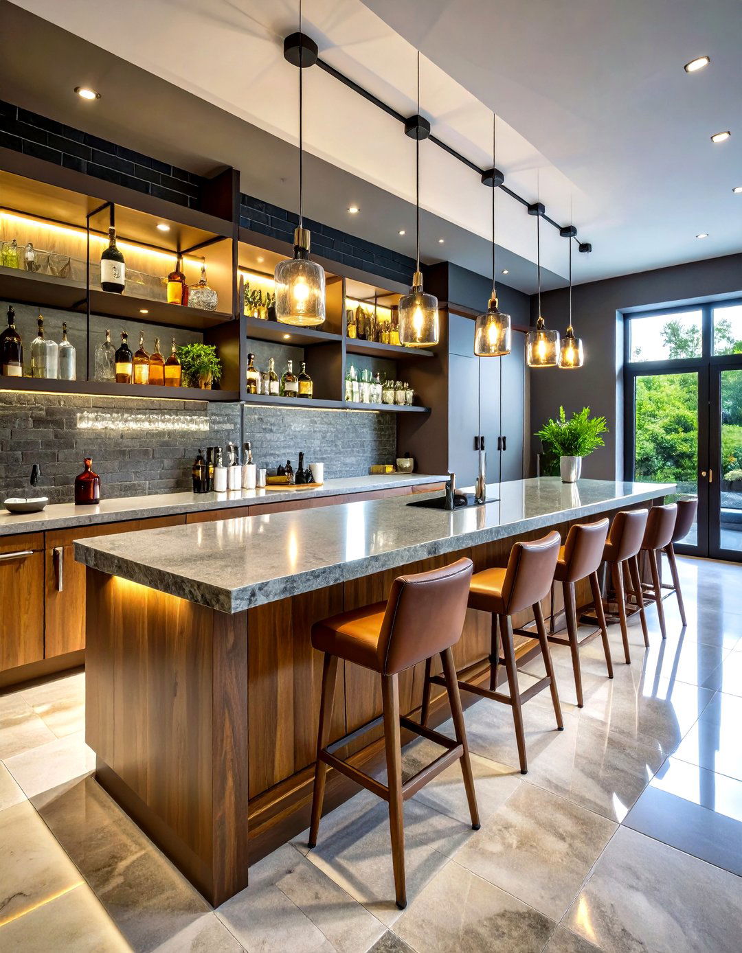 Contemporary Home Bar Design - 24 Brick Wallpaper Ideas