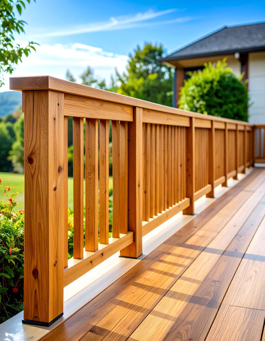 Contemporary Horizontal Cedar Plank Railing - 24 Wood Deck Railing Ideas