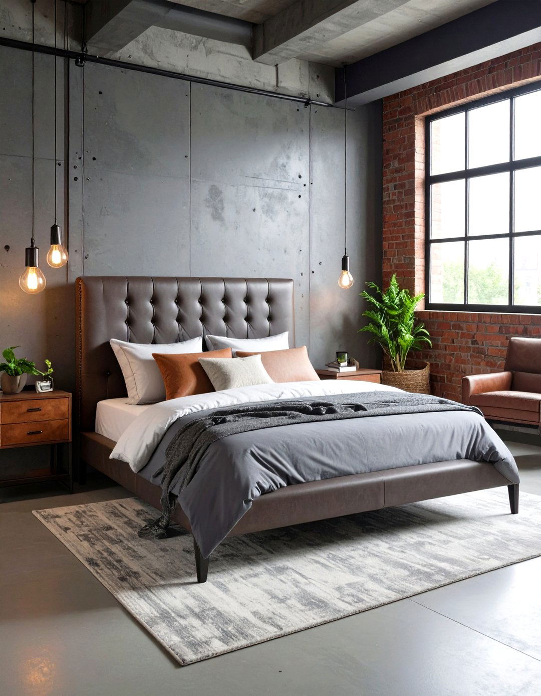 Contemporary Industrial Grey Headboard Bedroom - 24 Grey Headboard Bedroom Ideas