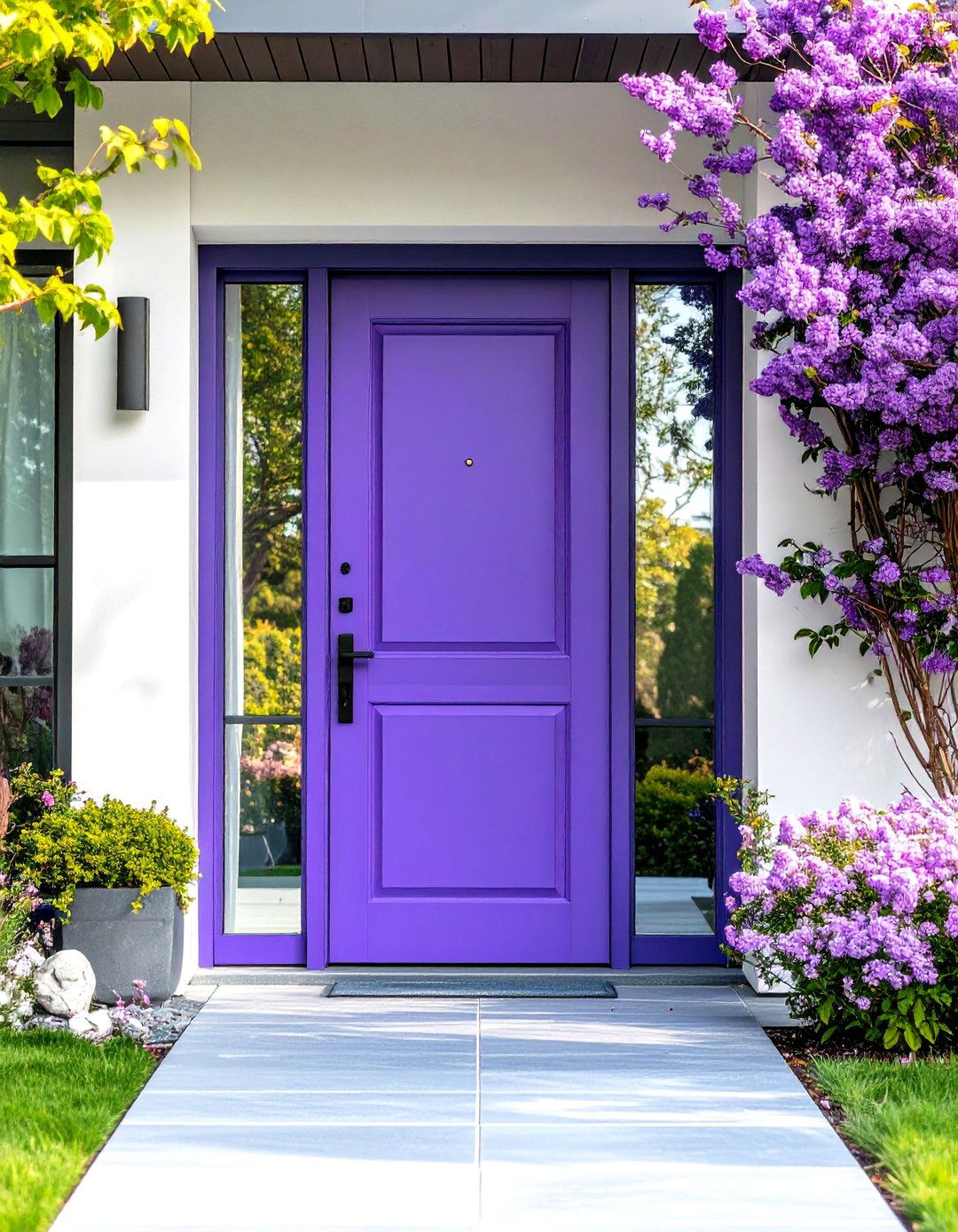 Contemporary Lavender Door with Glass Panels - 24 Lavender Front Door Ideas