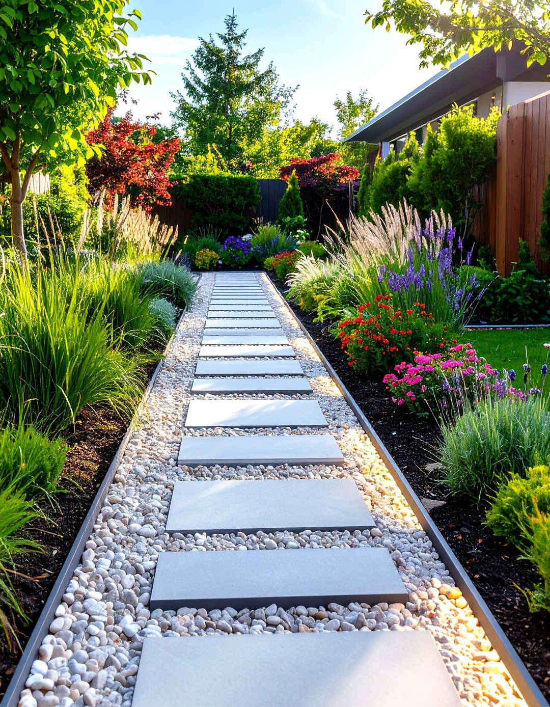 Contemporary Linear Pathway Design - 24 Gravel Garden Ideas