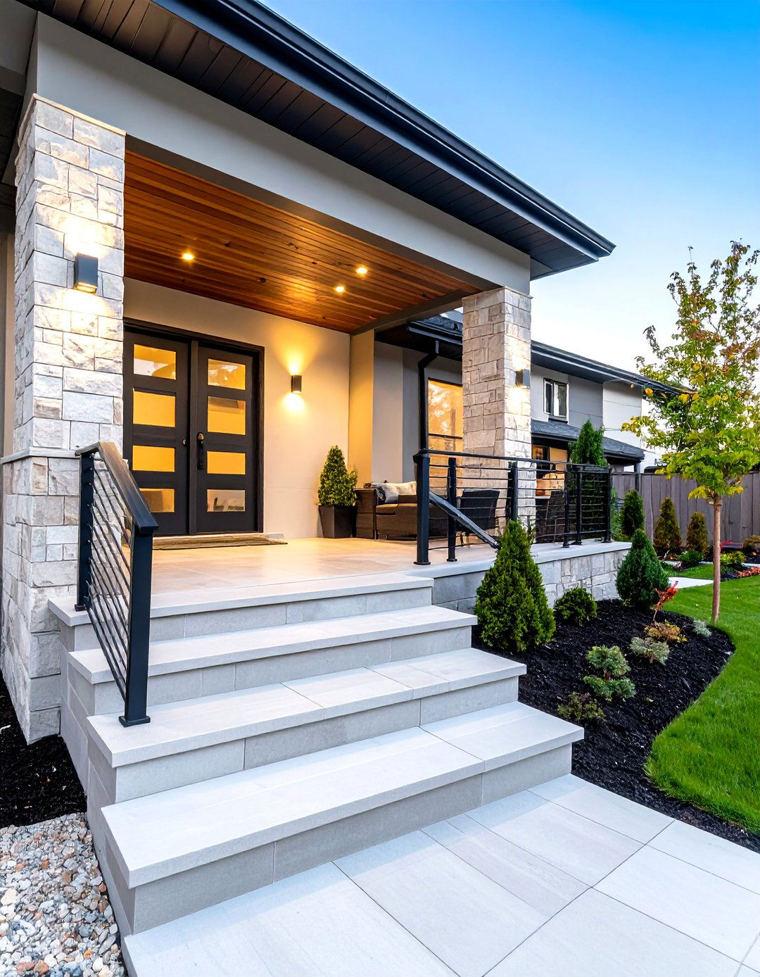 Contemporary Linear Stone - 24 Stone Porch Ideas