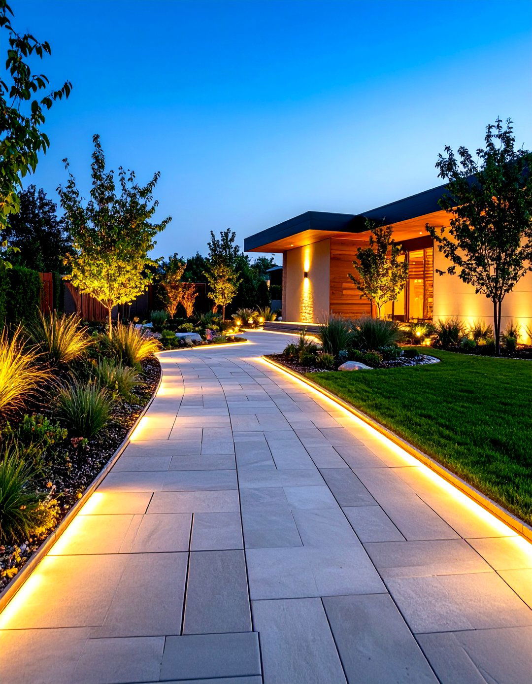 Contemporary Linear Walkway Design - 24 Hardscape Ideas