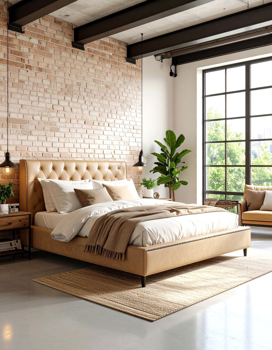 Contemporary Loft Style Cream and Black Bedroom - 24 Cream and Black Bedroom Ideas