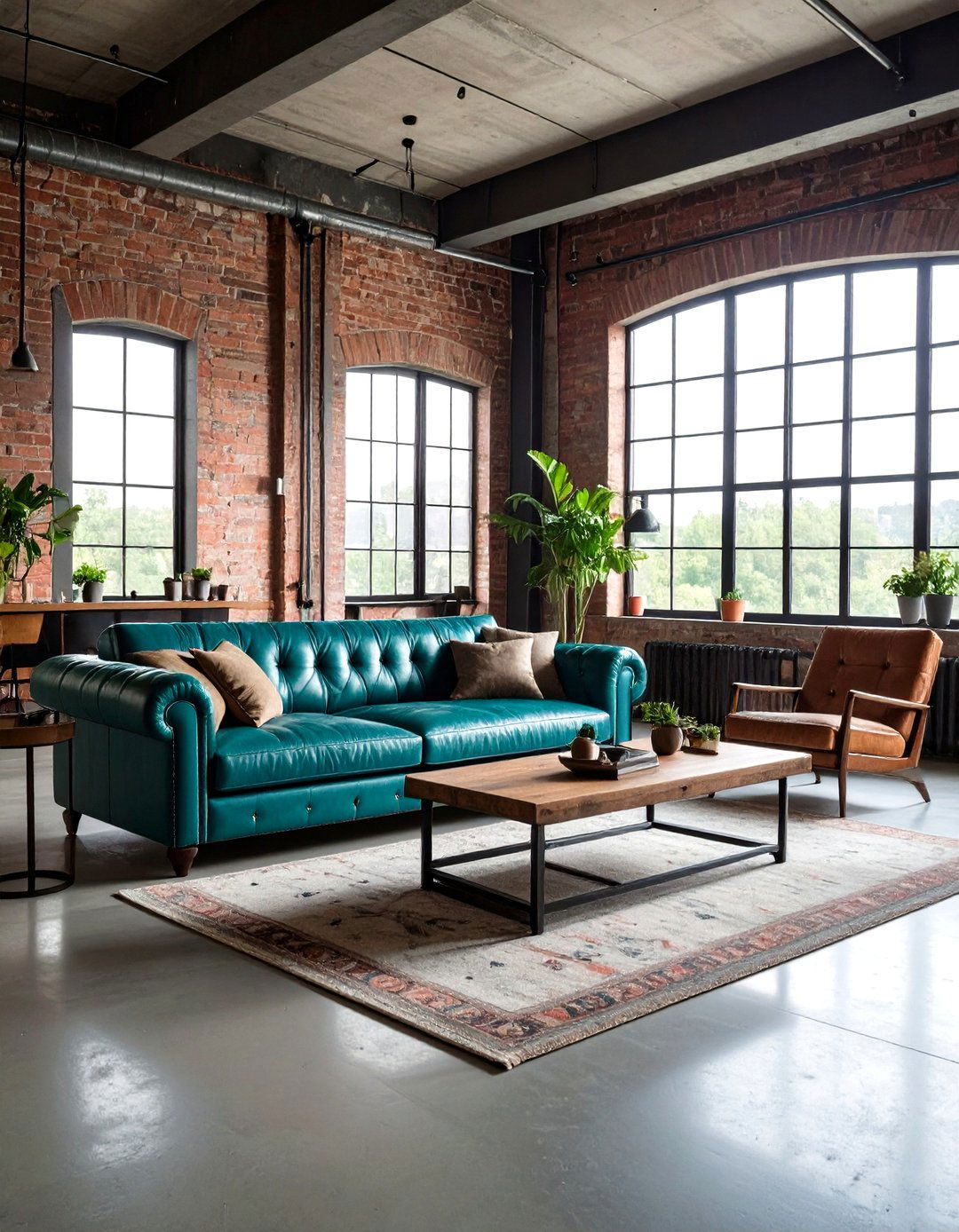 Contemporary Loft Teal Couch with Urban Edge - 24 Teal Couch Living Room Ideas