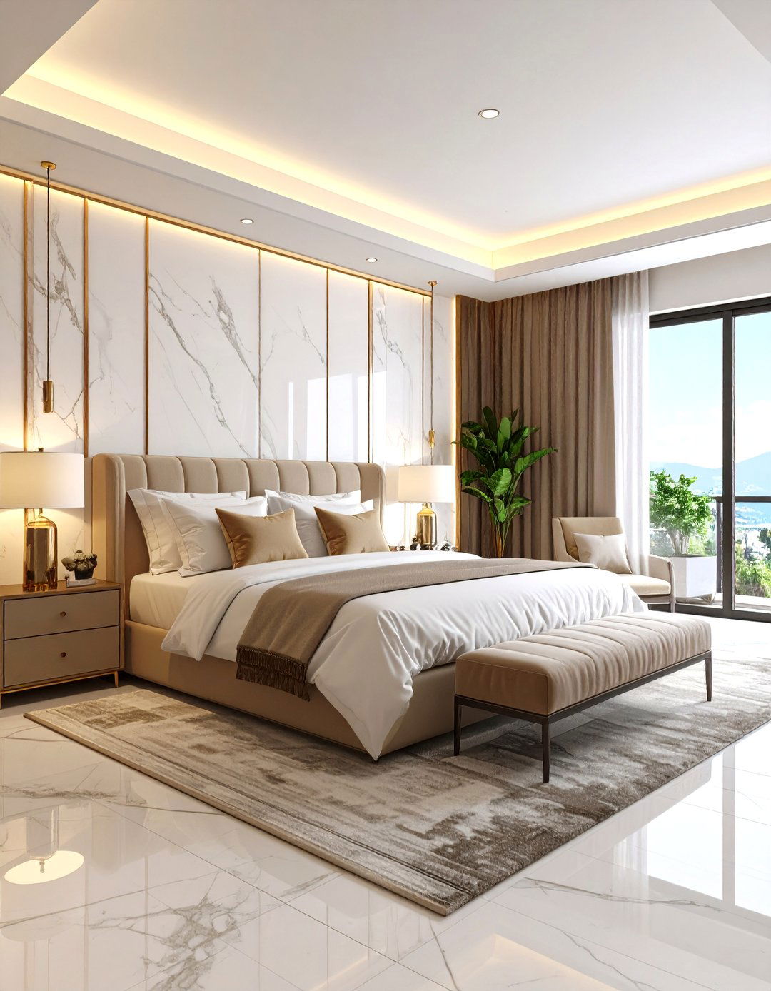 Contemporary Luxury Blue Grey Hotel Suite - 24 Blue and Grey Bedroom Ideas