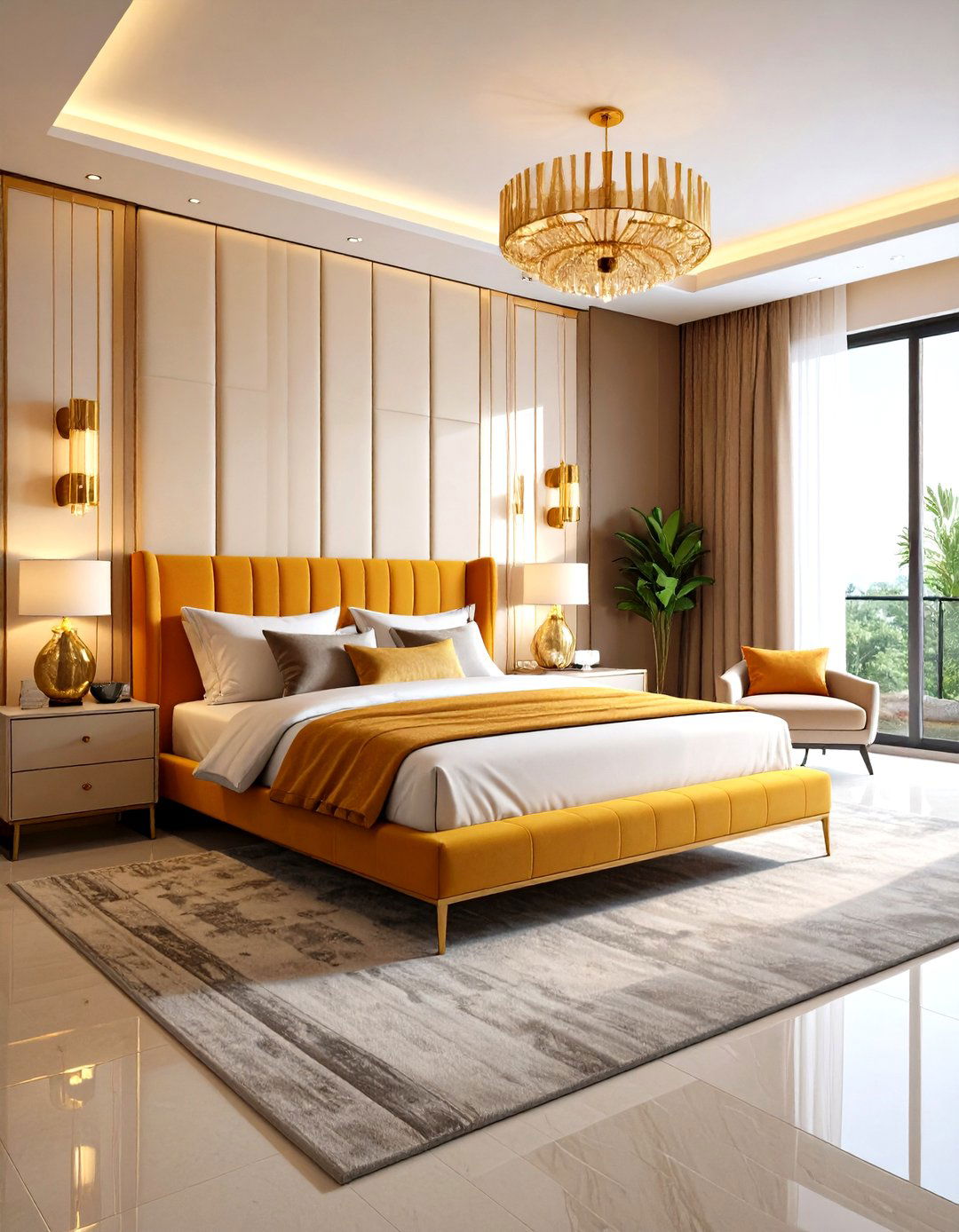 Contemporary Luxury Gold Suite - 24 Gold Bedroom Ideas