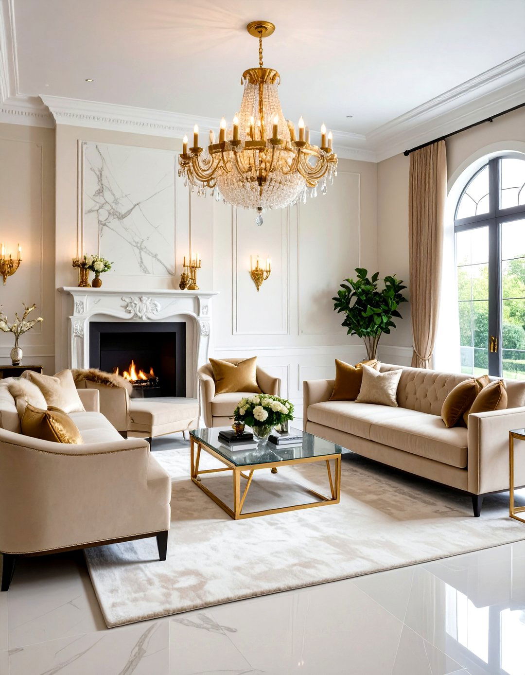 Contemporary Luxury Greige Velvet Theme - 24 Grey and Beige Living Room Ideas