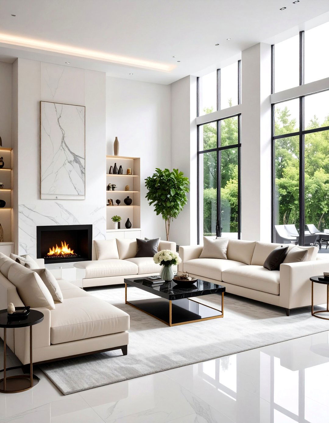 Contemporary Luxury Living Room - 24 Cream and Black Living Room Ideas