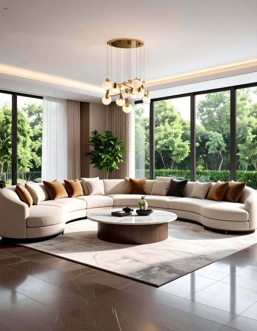 Contemporary Luxury with Statement Pieces - 24 Dark Brown Floor Living Room Ideas