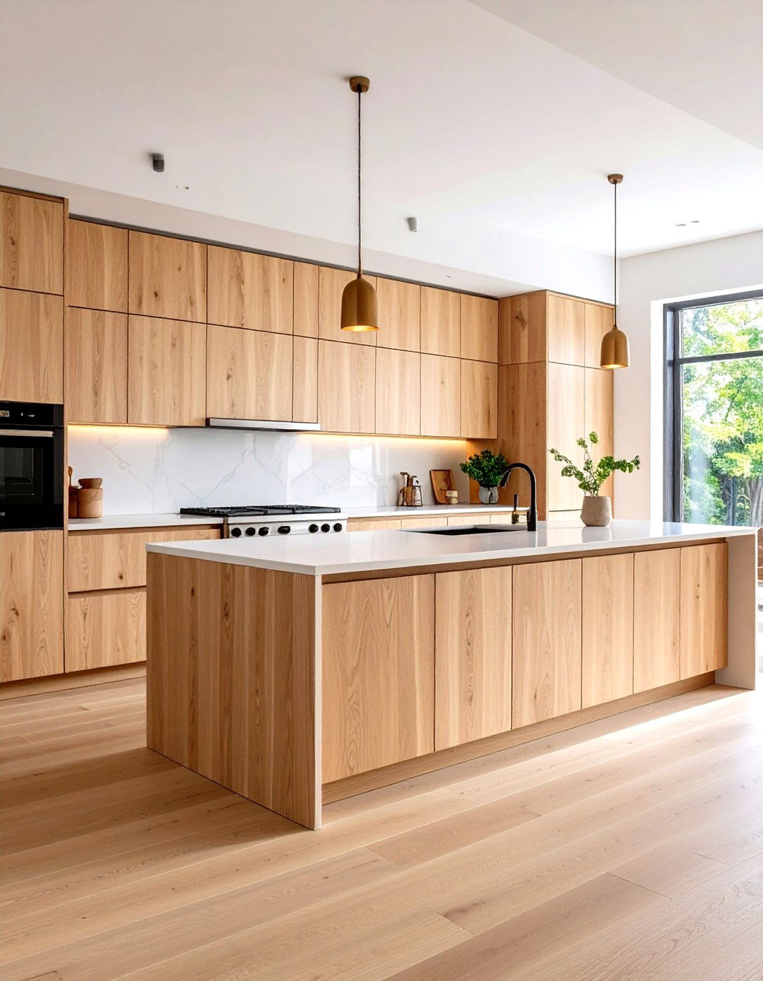 Contemporary Maple Slab Door Cabinets with Minimalist Design - 24 Maple Kitchen Cabinets Ideas