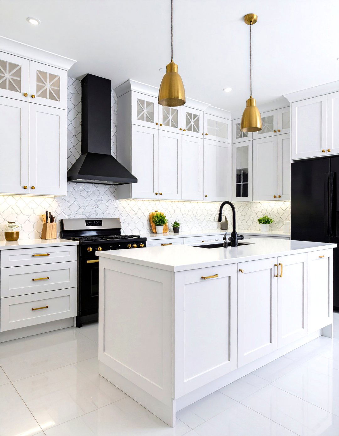 Contemporary Matte Finish Combination - 24 White Kitchen with Black Appliances Ideas
