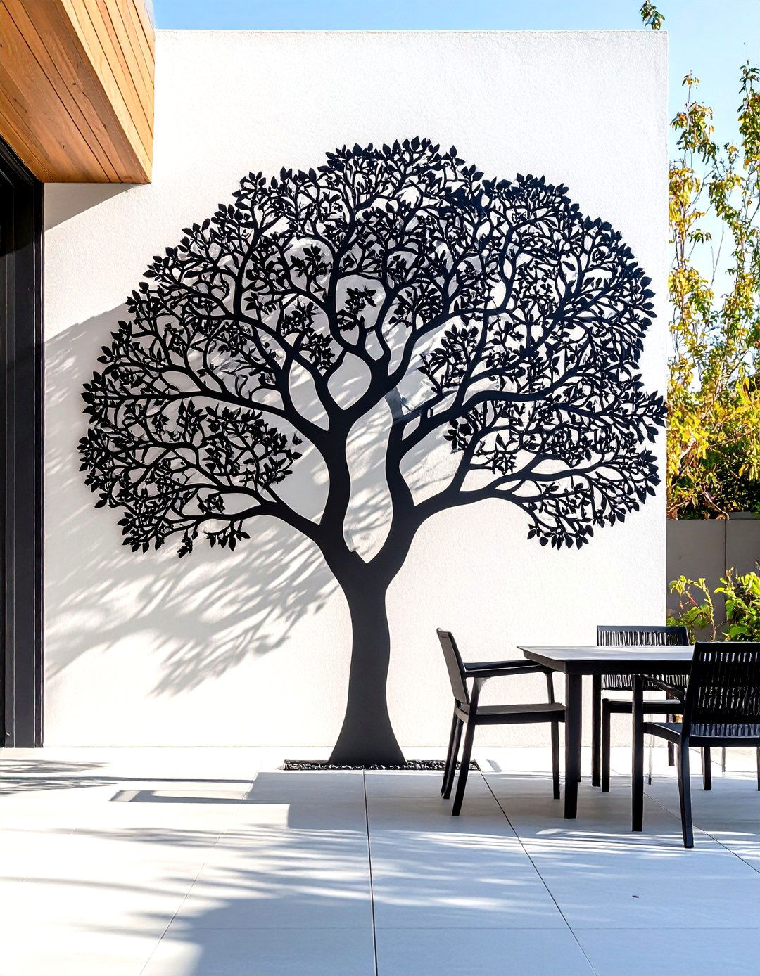 Contemporary Metal Tree Silhouette Art - 24 Outdoor Wall Decor Ideas