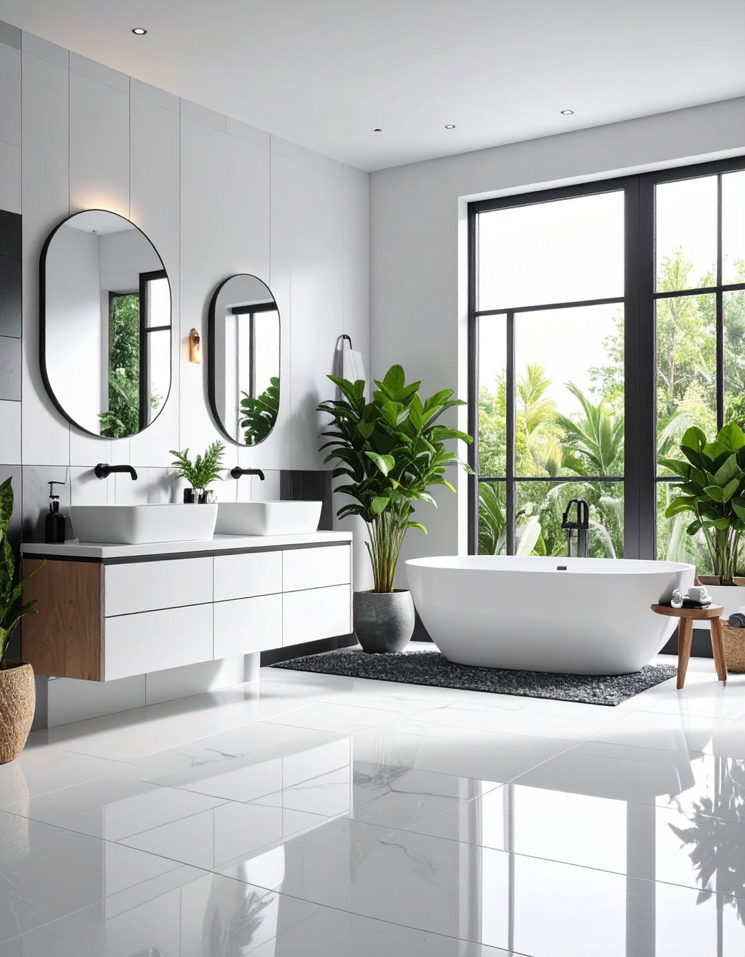 Contemporary Minimalist Approaches - 24 Black and White Bathroom Tile Ideas