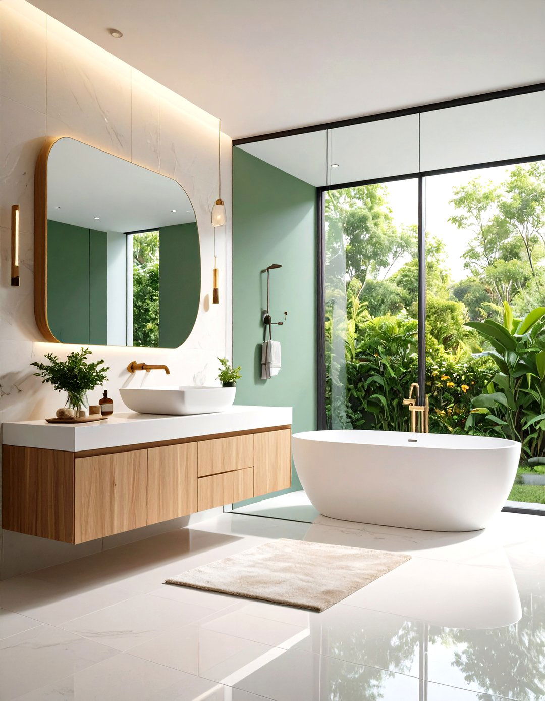 Contemporary Minimalist Bathroom with Floating Vanities - 24 Minimalist Interior Design Ideas