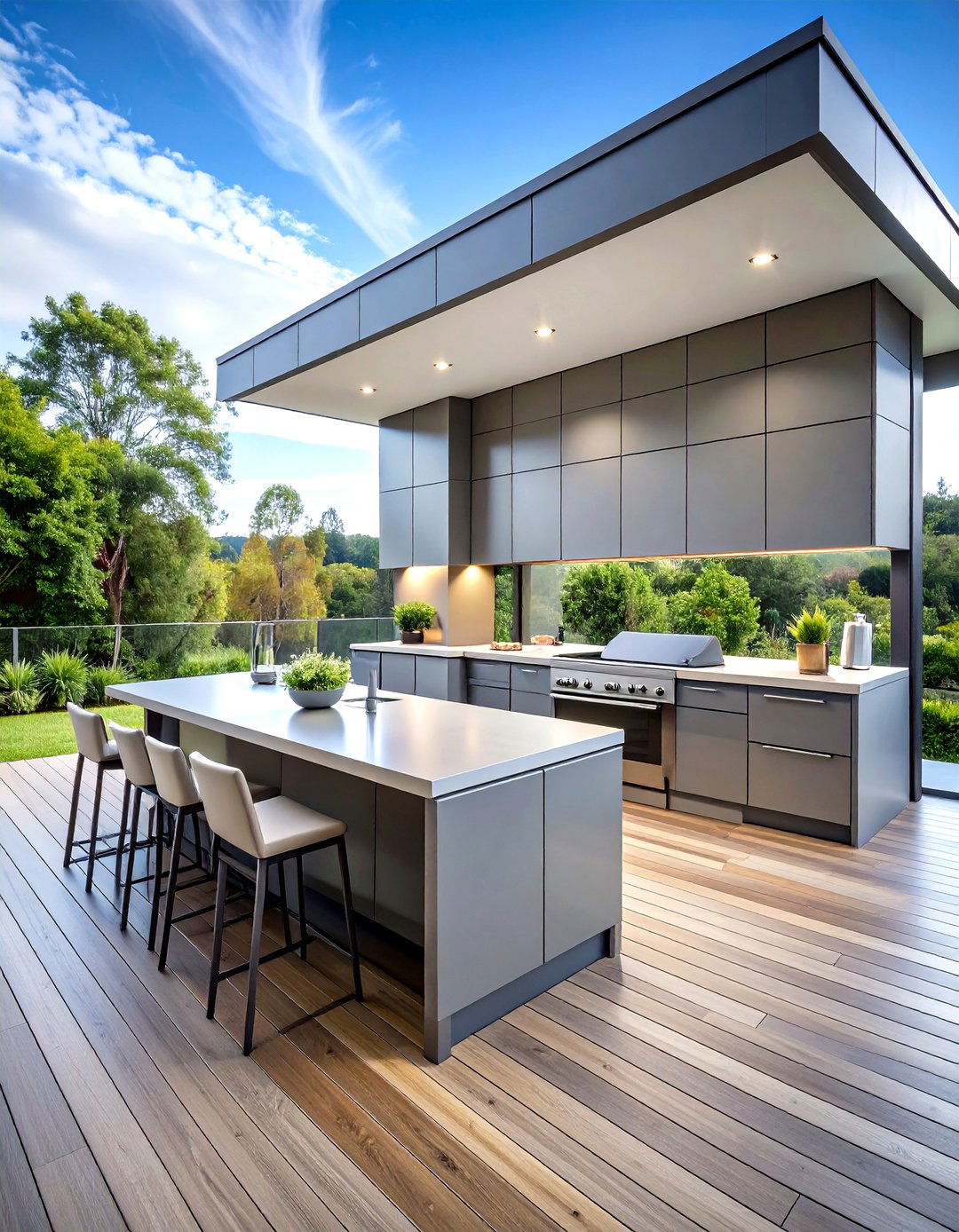 Contemporary Minimalist Deck Kitchen - 24 Outdoor Kitchen on Deck