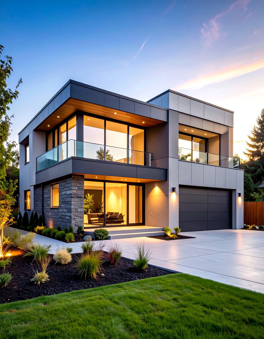 Contemporary Minimalist Grey Exterior Design - 24 Grey House With Black Trim