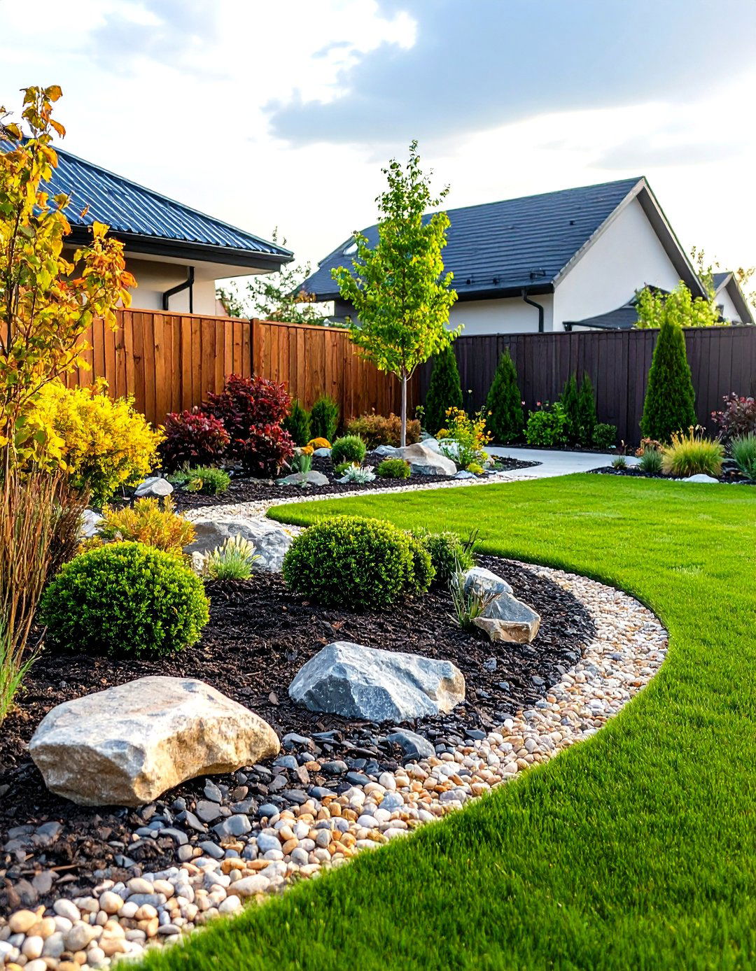 Contemporary Minimalist Landscapes - 24 Front Yard Landscaping Ideas With Rocks and Mulch