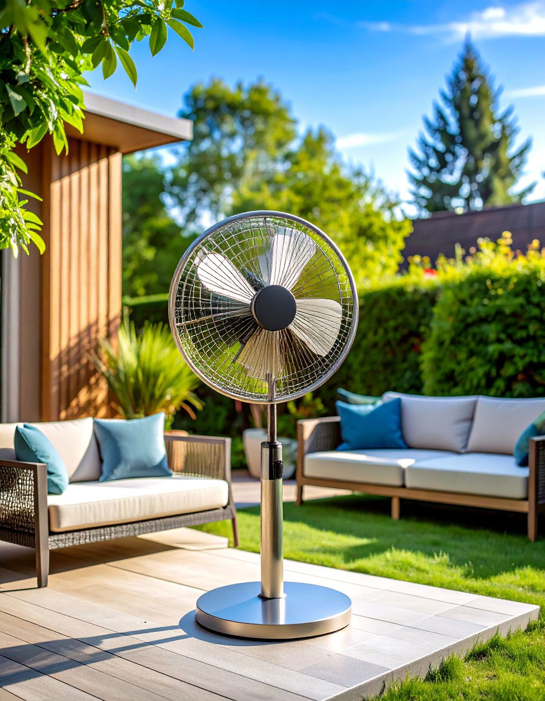 Contemporary Minimalist Patio Fan with Clean Lines - 24 Patio Fan Ideas