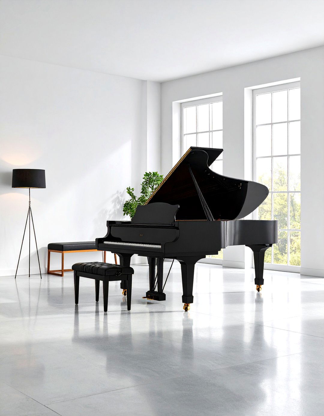 Contemporary Minimalist Piano Room - 24 Piano Room Ideas