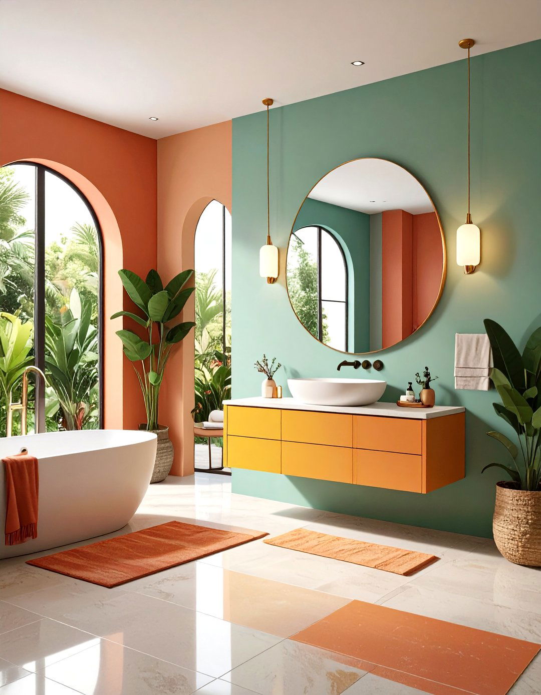 Contemporary Minimalist Powder Room with Statement Mirror - 24 Minimalist Interior Design Ideas