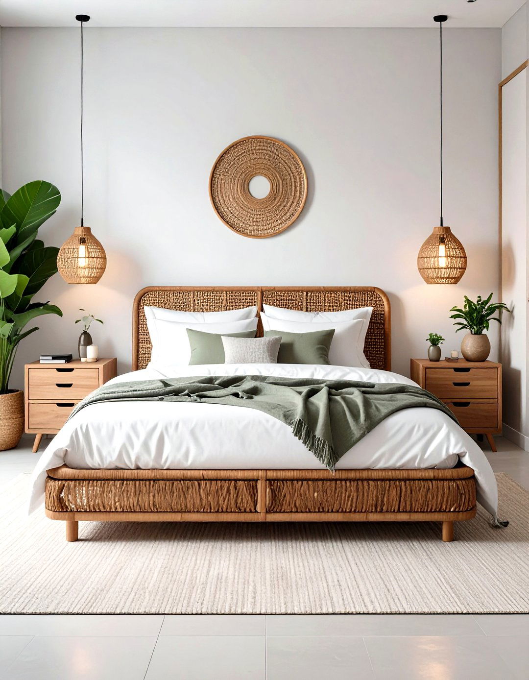 Contemporary Minimalist Rattan Bed Platform - 24 rattan bedroom furniture ideas